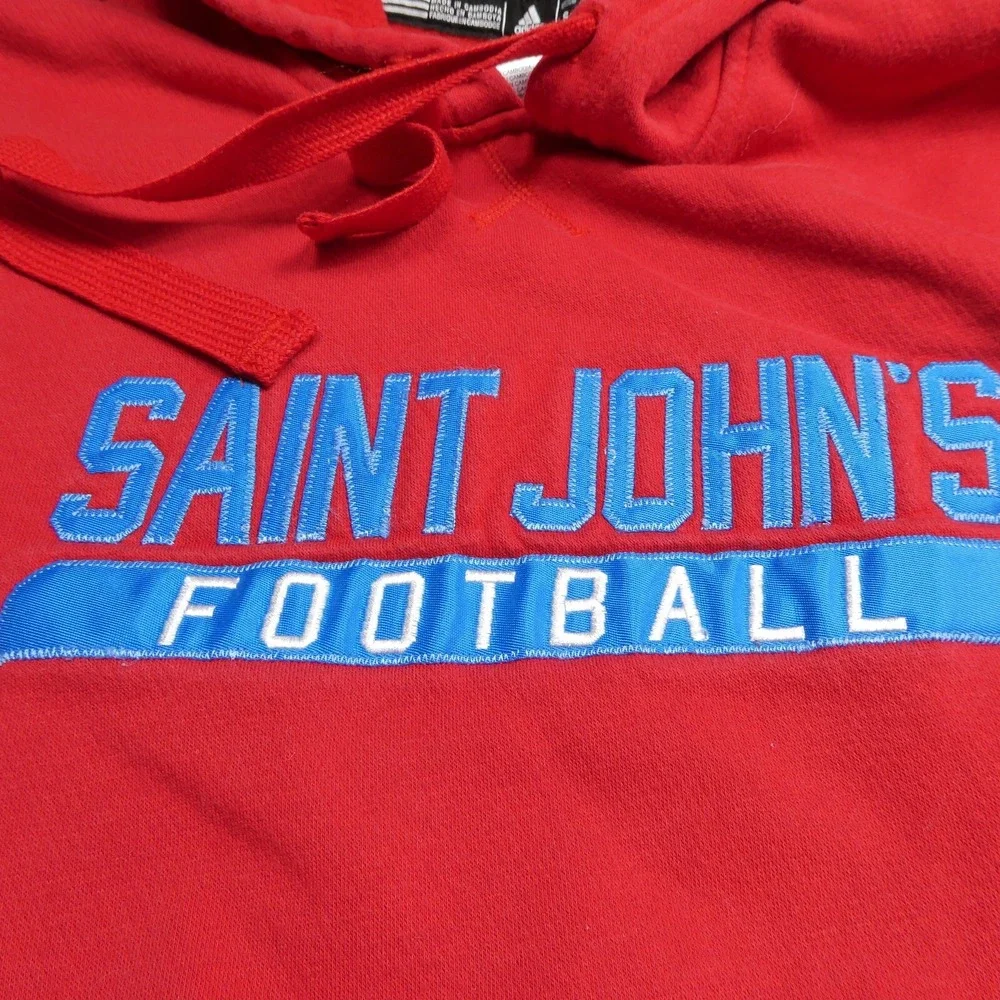 Adidas Hoodie Adult Small Saint John's Football Red Hooded‎ Sweatshirt Fleece